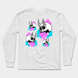 Floral Demon Skull Long Sleeve T-Shirt